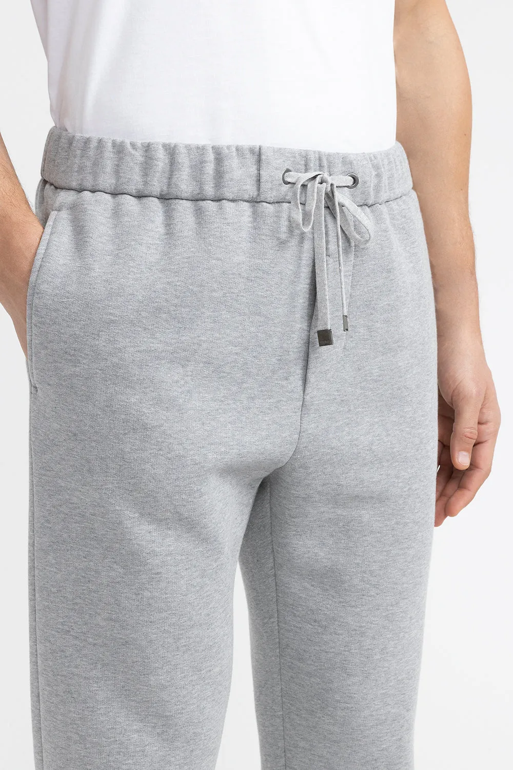 Brushed melange cotton fleece joggers