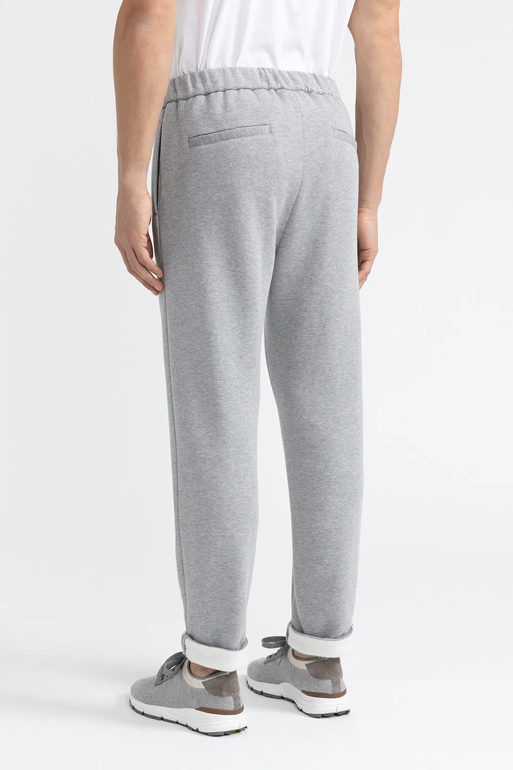 Brushed melange cotton fleece joggers