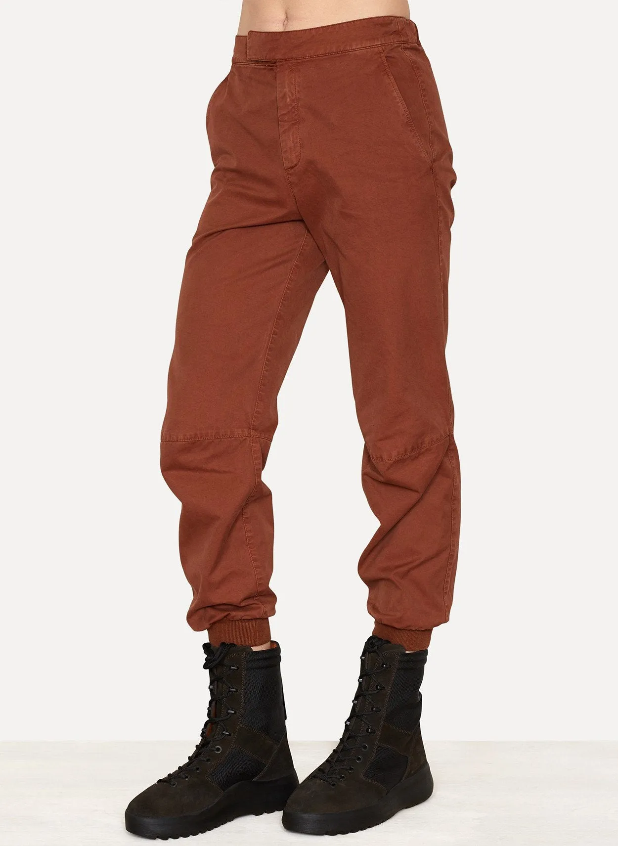 Burnt Sienna Cotton Moto Jogger