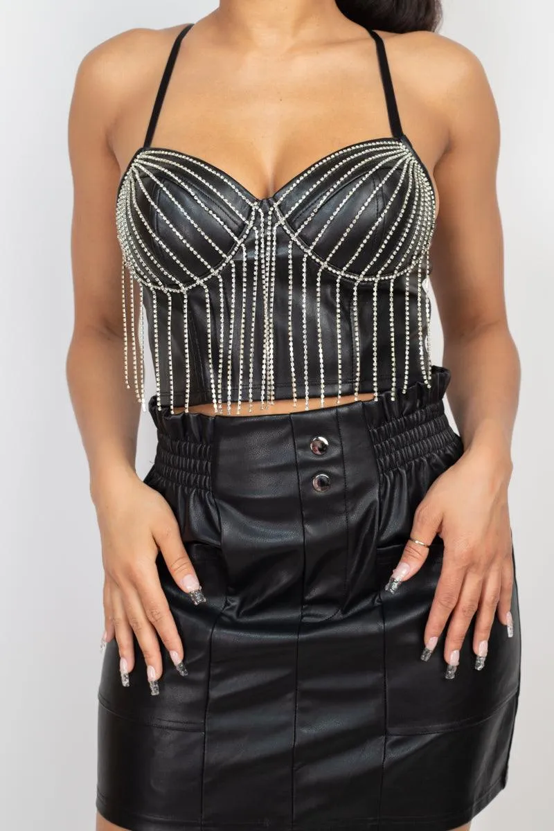 Bustier Stone Fringe Tank Top