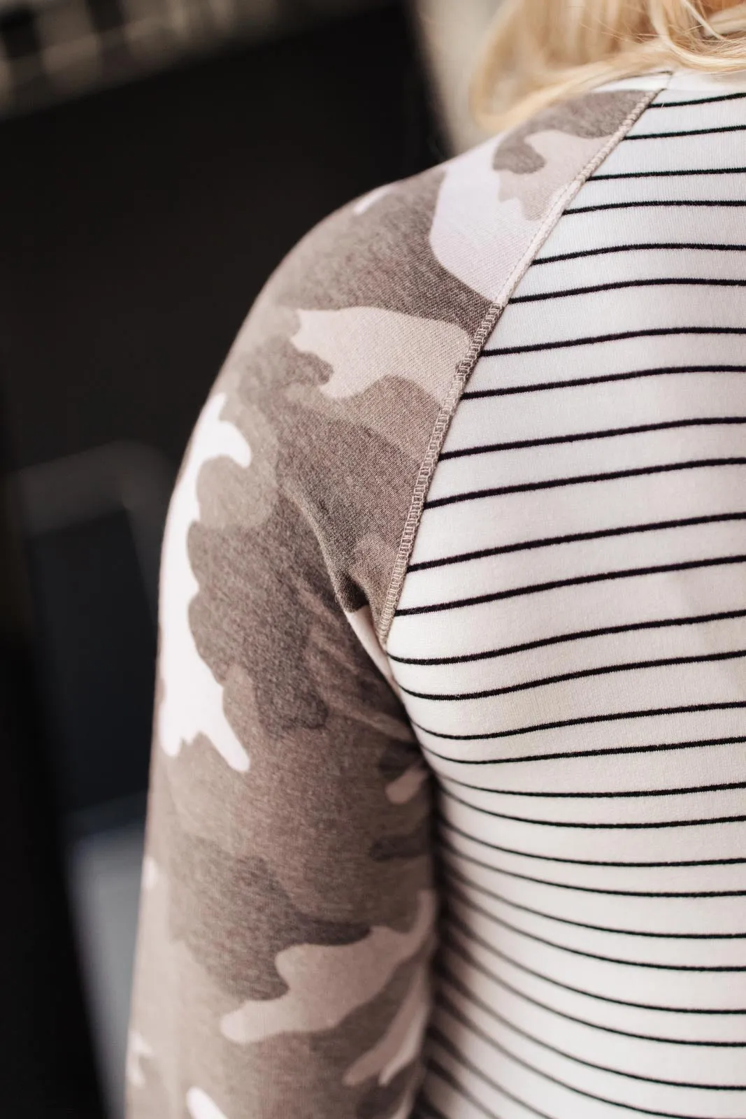 Camo & Stripes Raglan Top