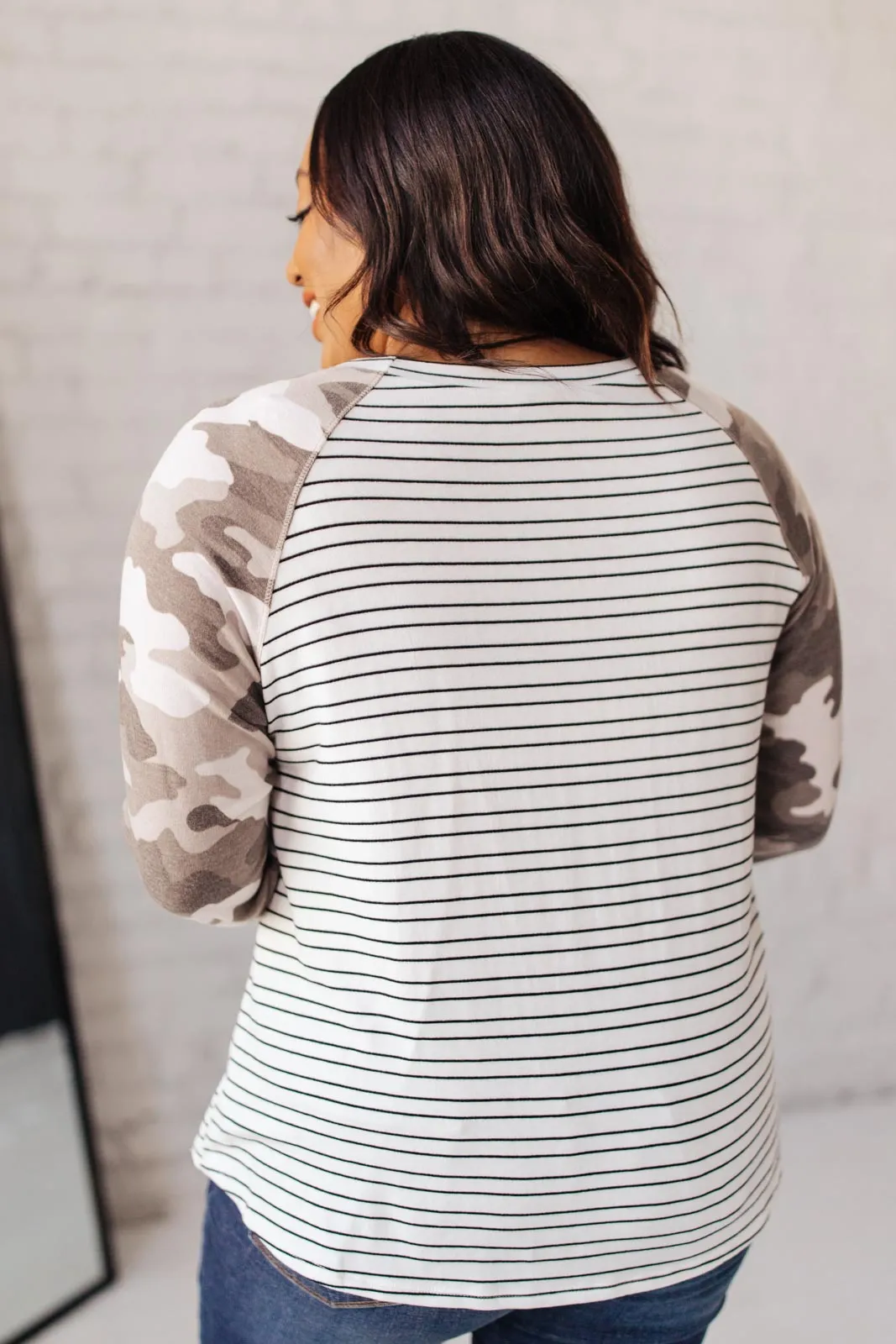 Camo & Stripes Raglan Top