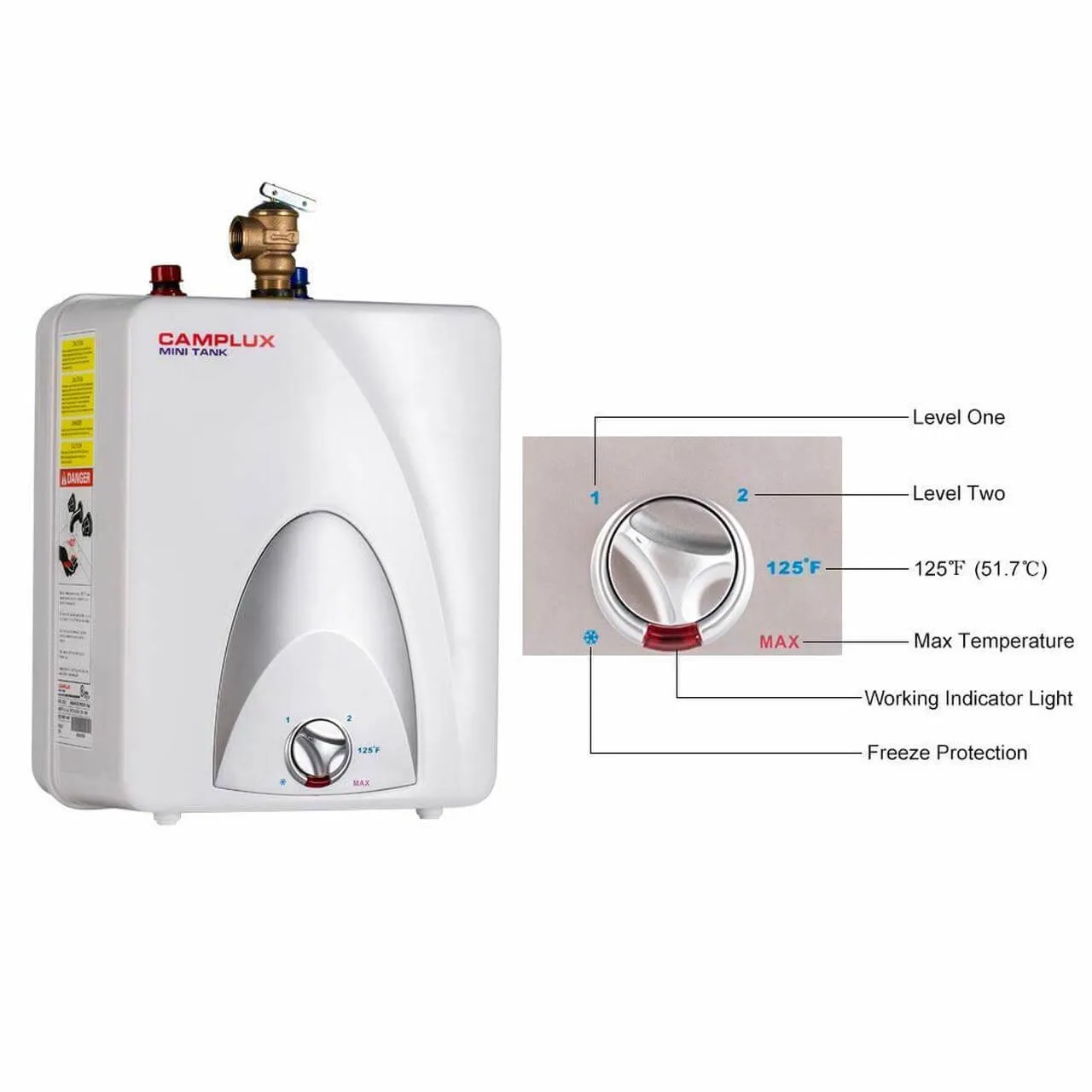 Camplux 2.5-Gallon Mini Tank Electric Water Heater - White