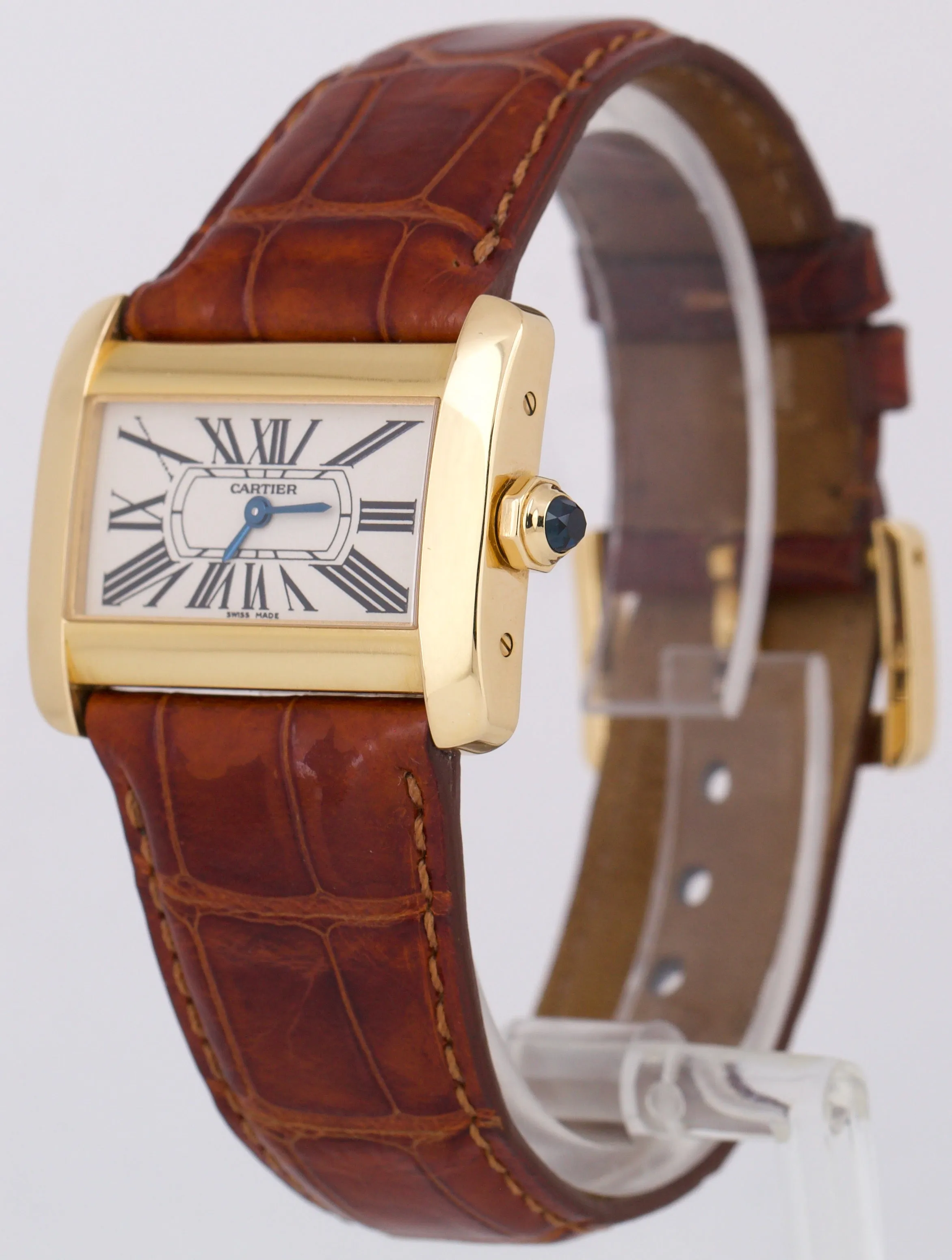 Cartier Tank Divan Quartz  25mm x 32mm 18K Yellow Gold Leather 2601 W6300356