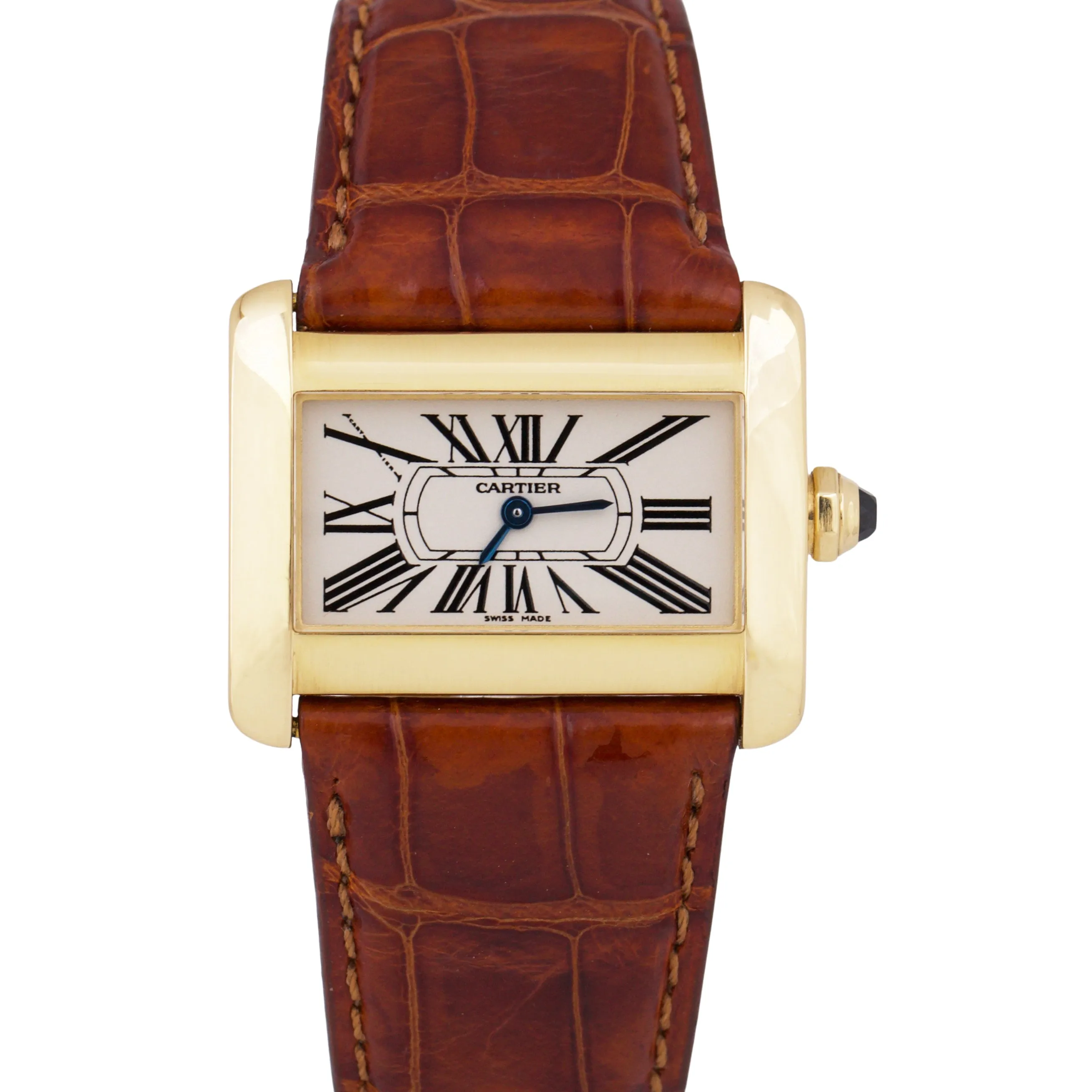 Cartier Tank Divan Quartz  25mm x 32mm 18K Yellow Gold Leather 2601 W6300356