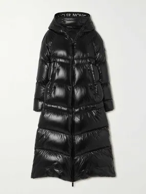 Chanon hooded quilted coated-shell coat