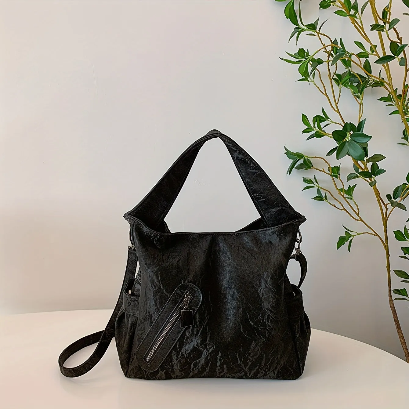 Chic Ruched Tote Bag - Durable PU Leather, Versatile Shoulder & Crossbody - Fashion-Forward for Womens Daily Style