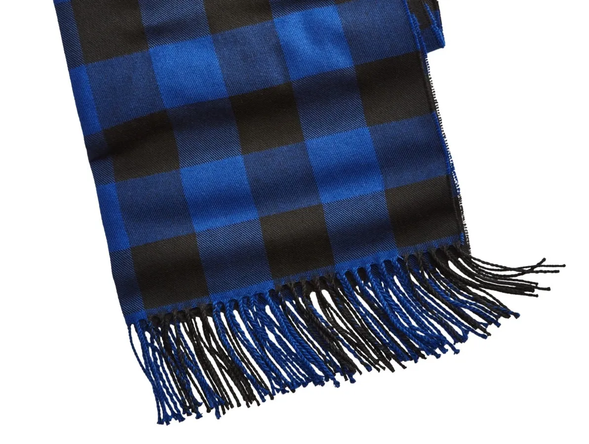 Club Room Men's Buffalo Check Scarf Blue Size Regular