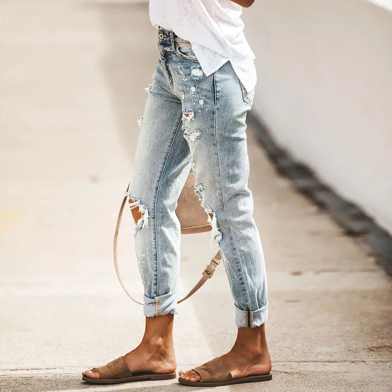 Colorblock Button Front Straight Leg Jeans