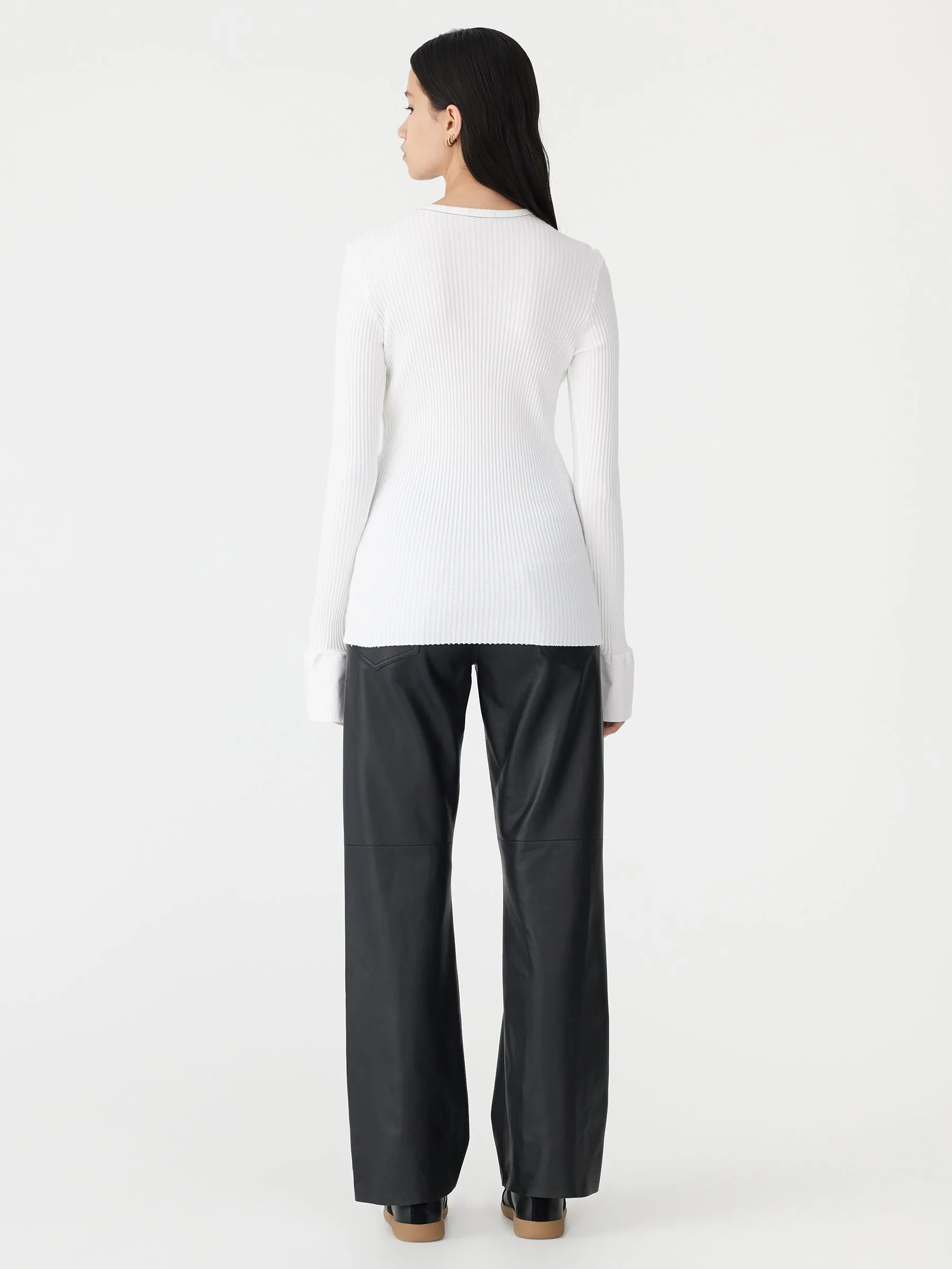 contrast cuff rib long sleeve t.shirt