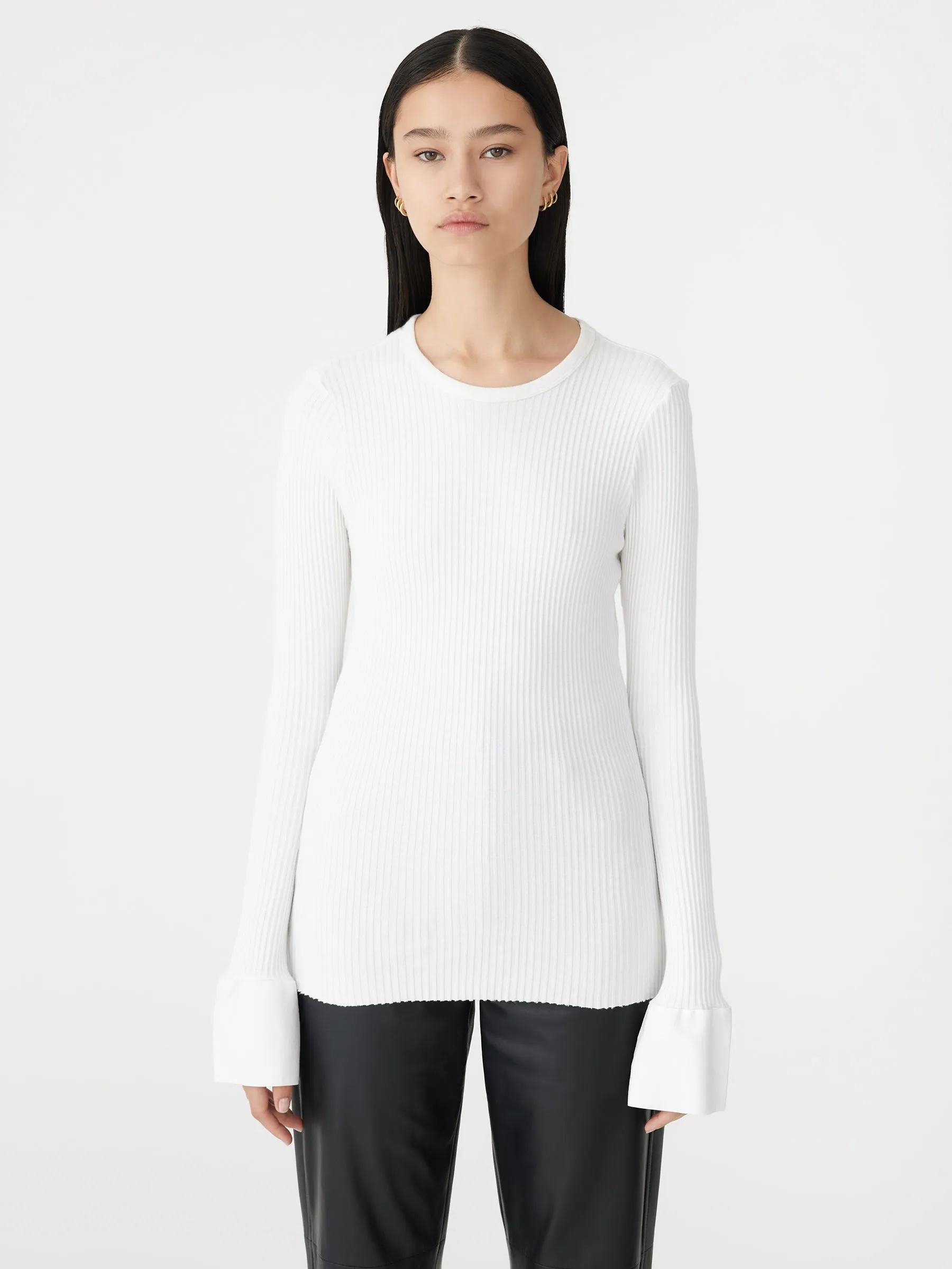 contrast cuff rib long sleeve t.shirt