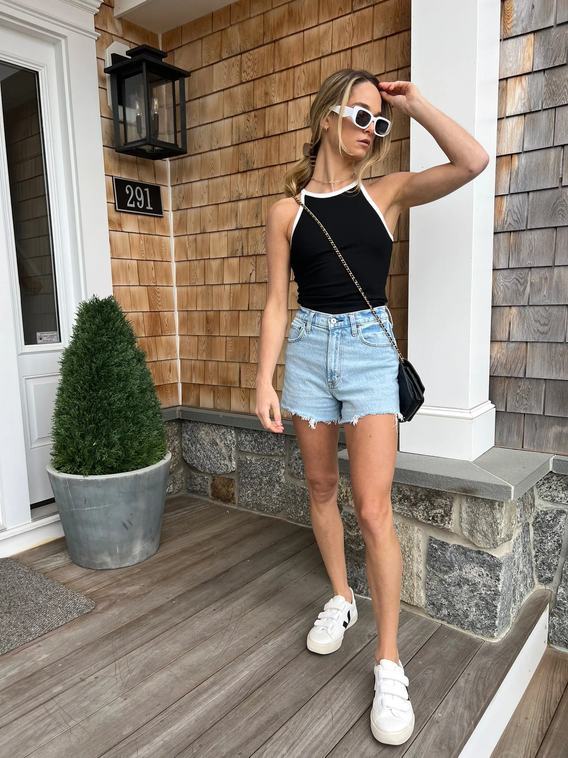 contrast knit tank top