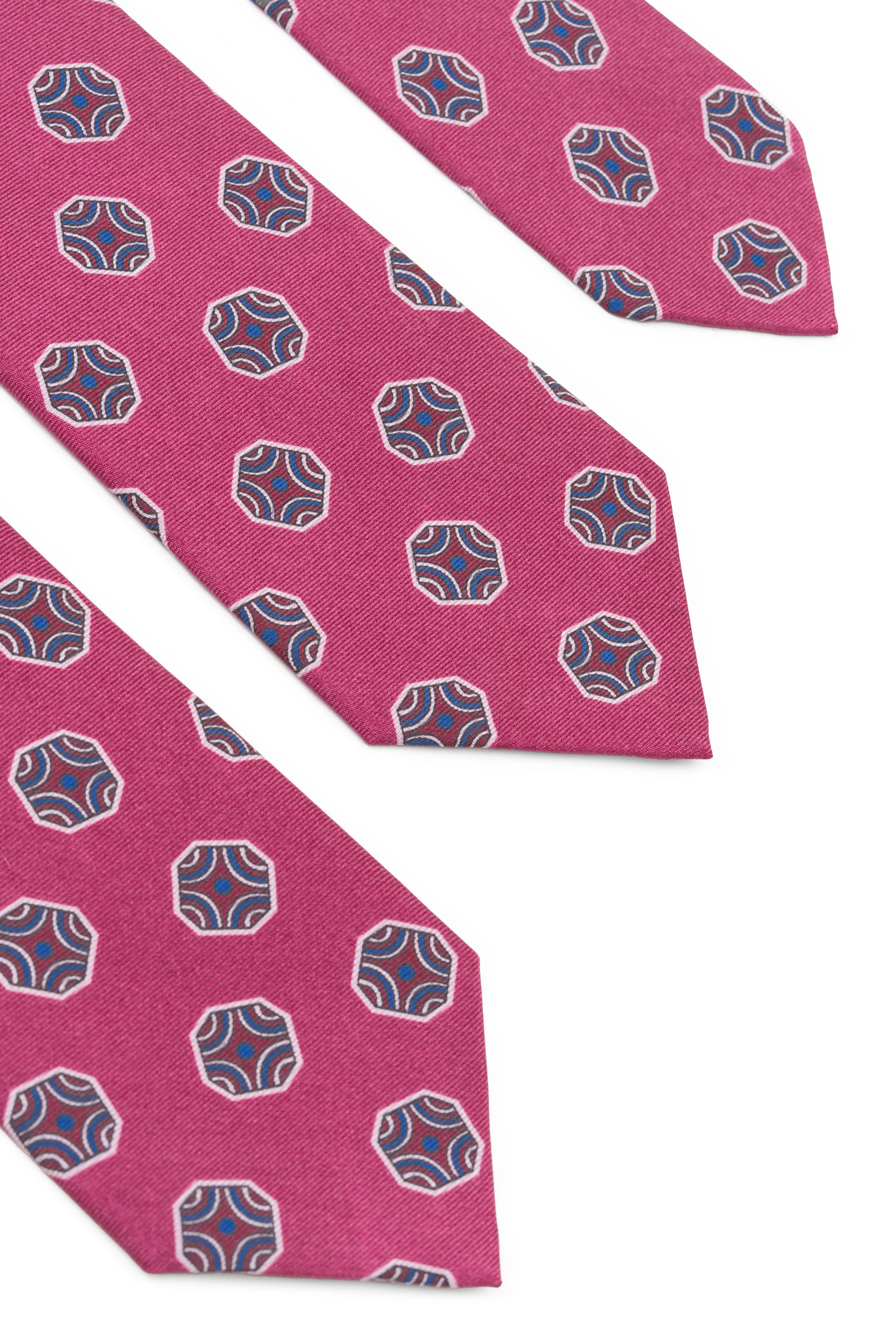 Dark Mauve Fancy Tile Printed Silk Tie