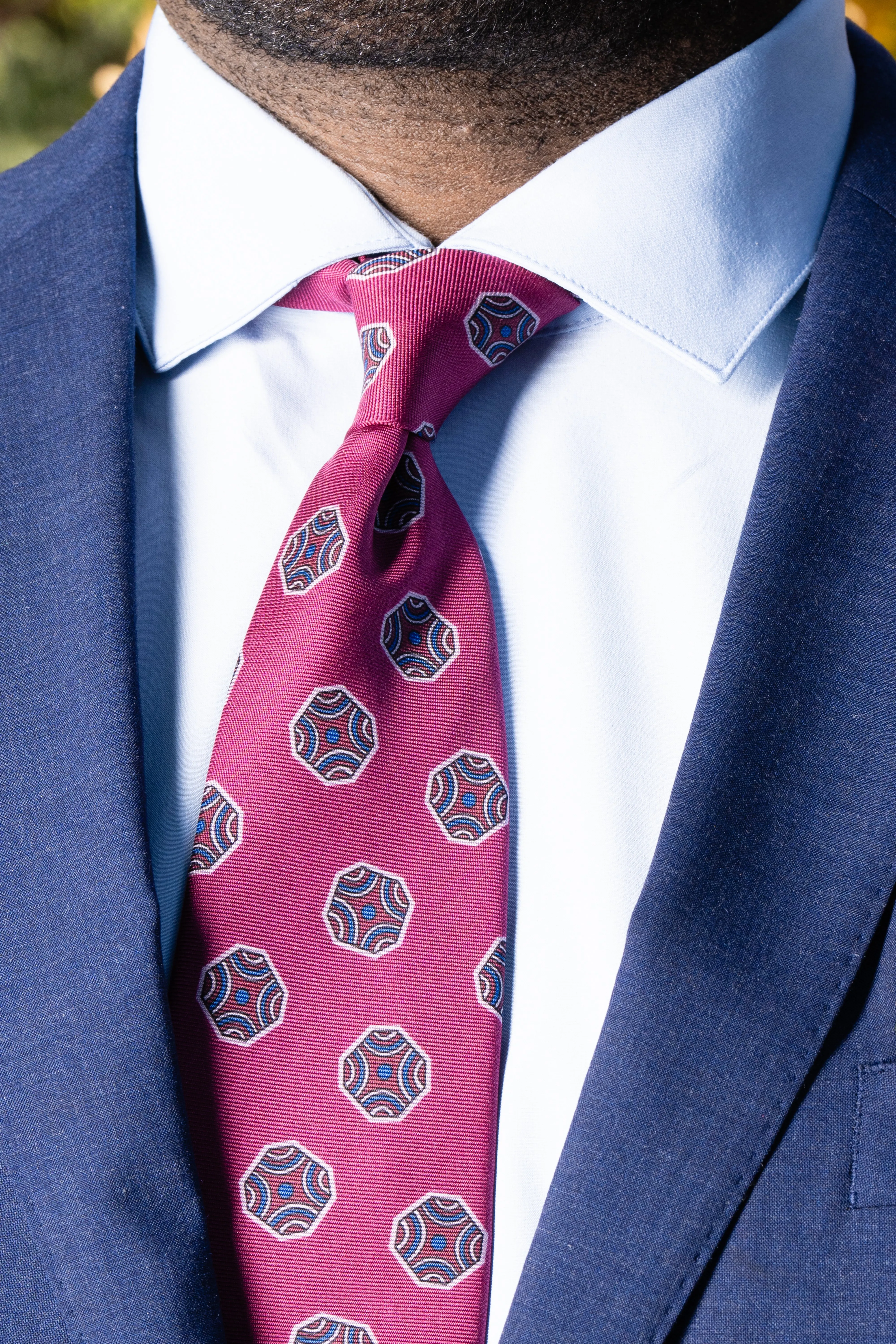 Dark Mauve Fancy Tile Printed Silk Tie