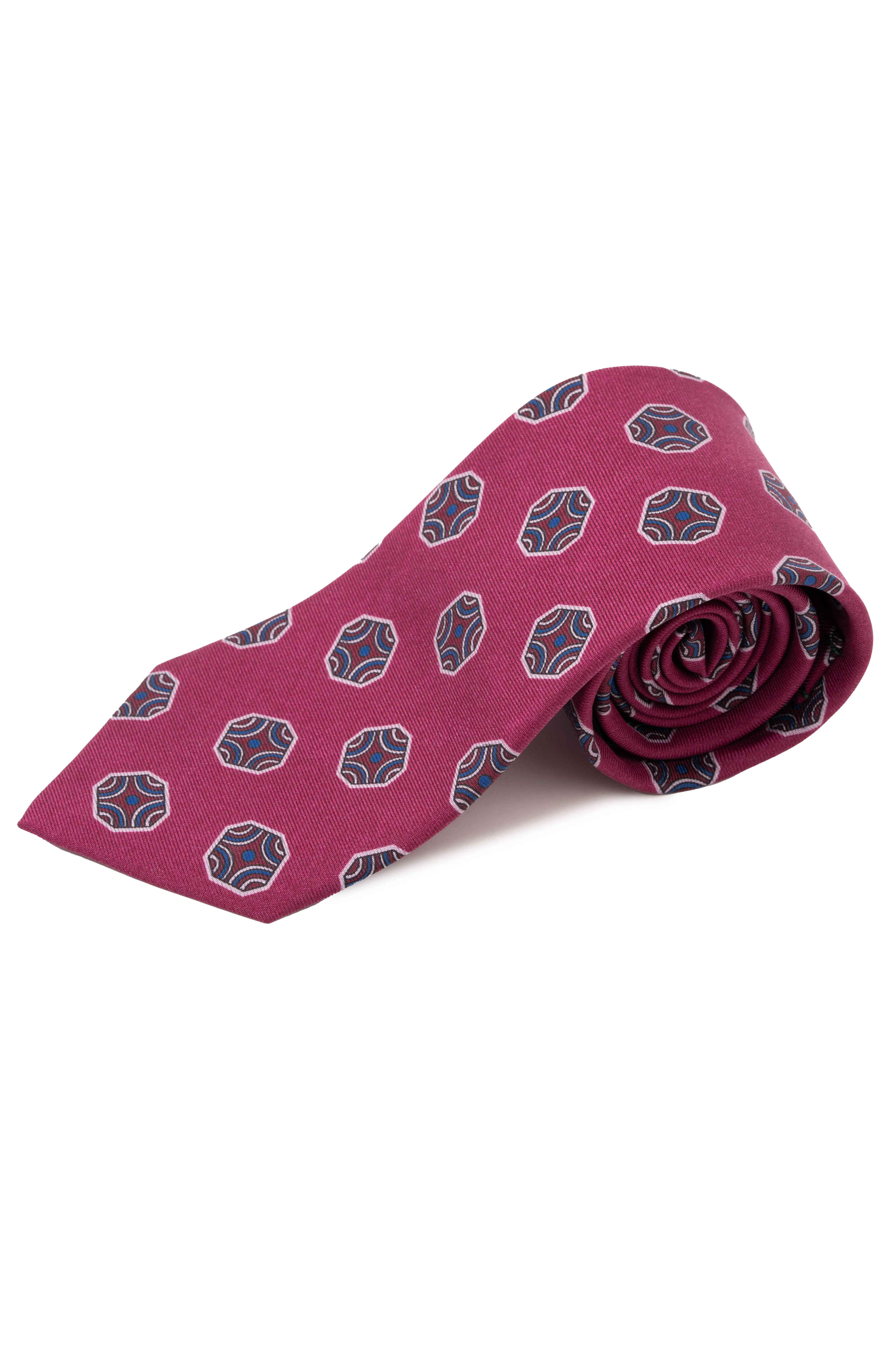 Dark Mauve Fancy Tile Printed Silk Tie