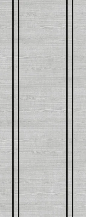 Deanta Flush Light Grey Ash - Vertical Inlay Pre-Finished FD30 PAS24 Fire Door Set