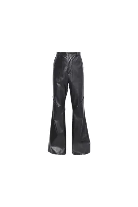 Deconstructed Straight Flare Leather Pants