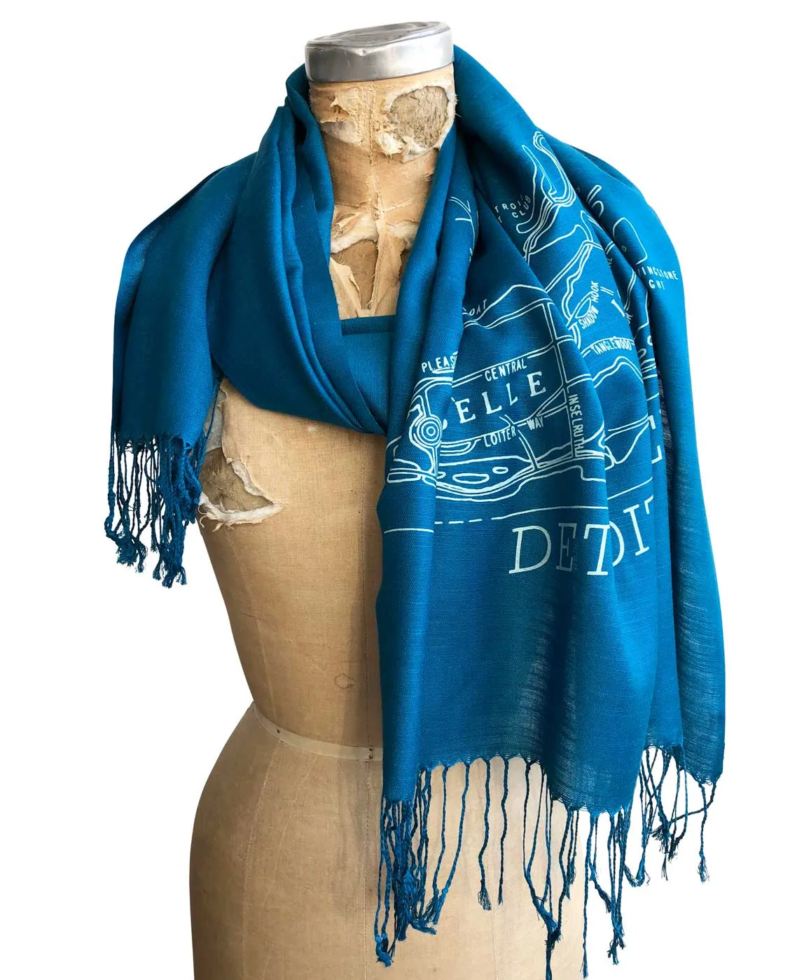 Detroit Map Scarf, Belle Isle Bamboo Pashmina