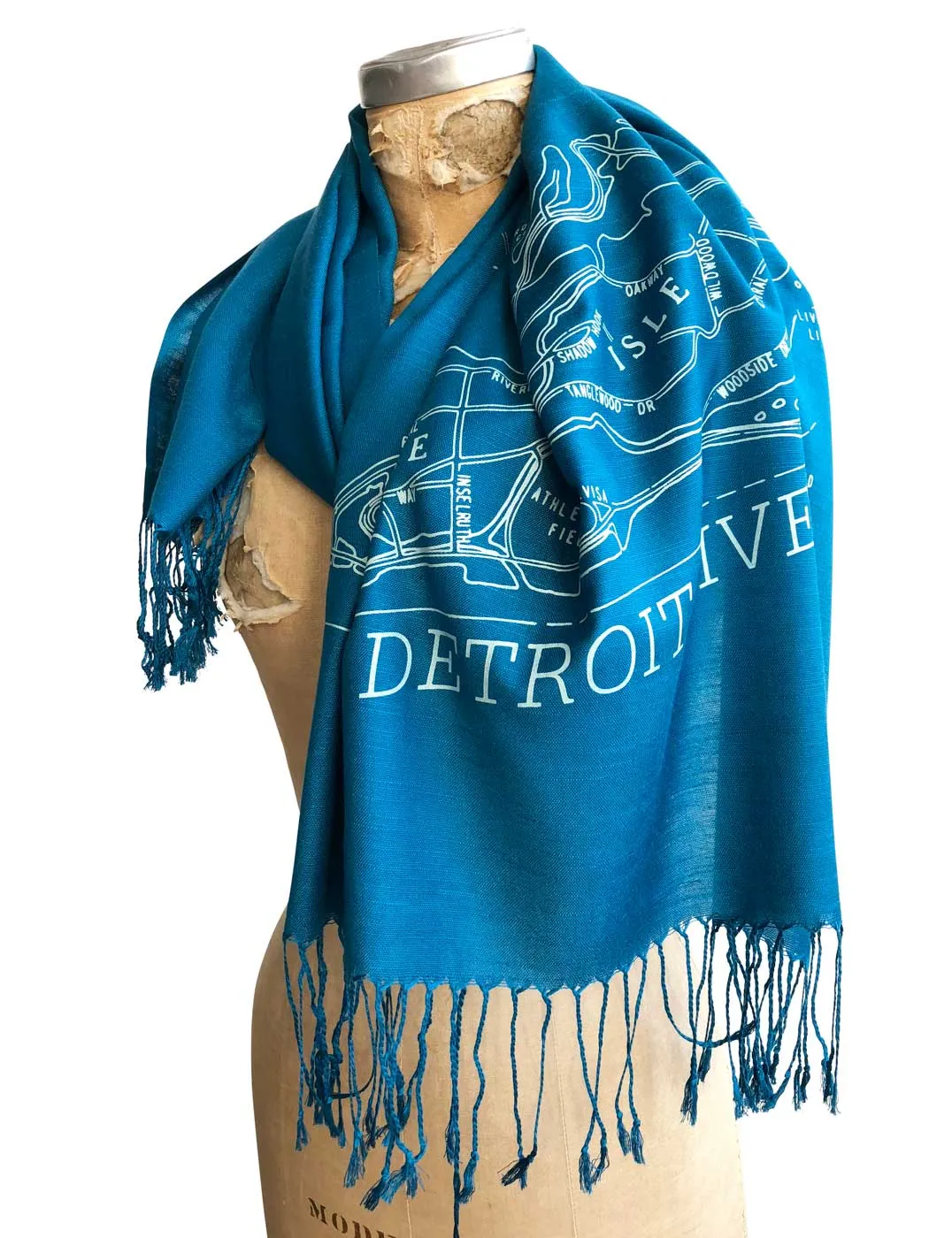 Detroit Map Scarf, Belle Isle Bamboo Pashmina