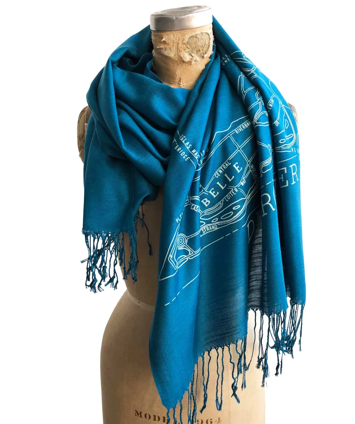 Detroit Map Scarf, Belle Isle Bamboo Pashmina