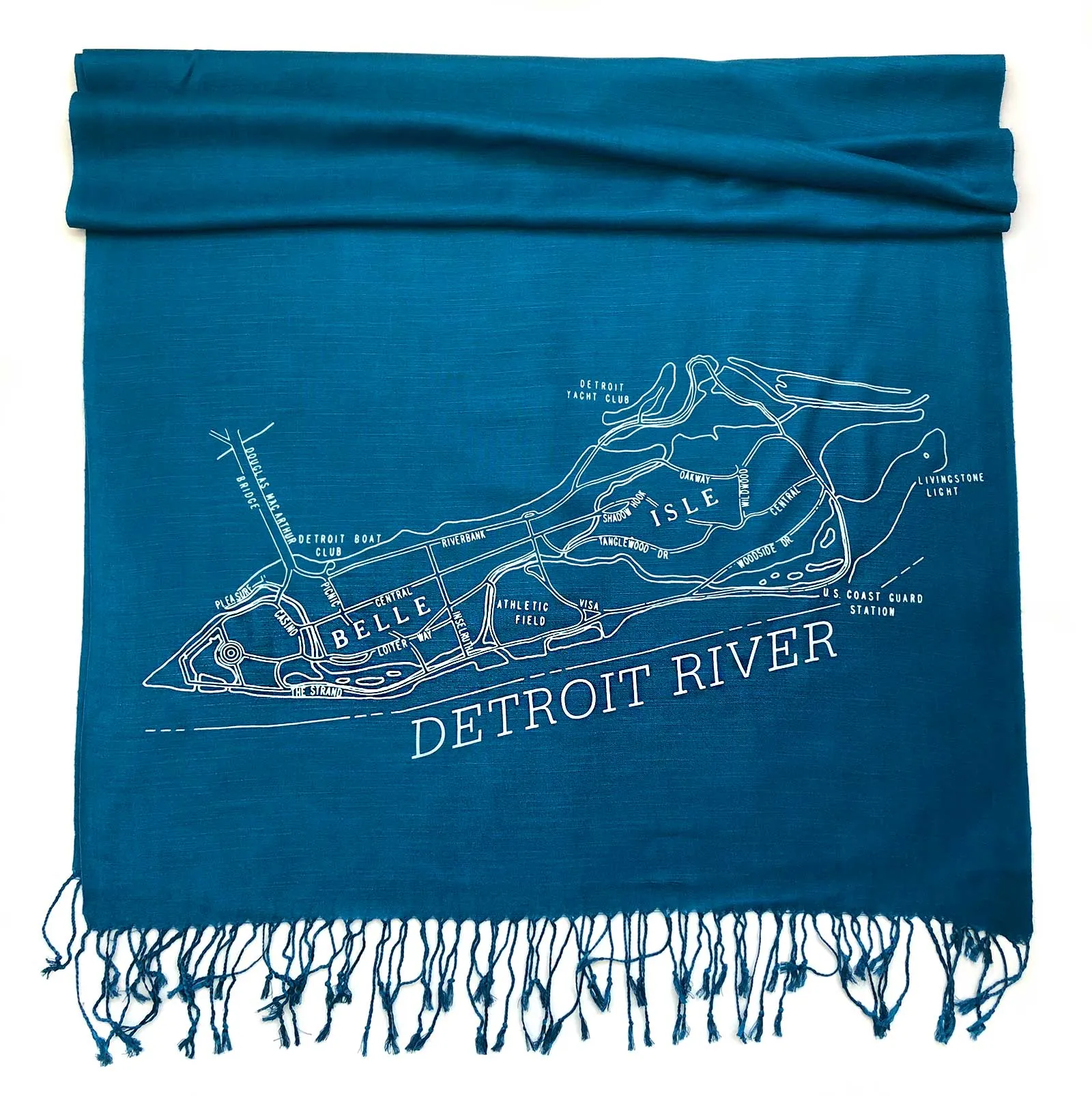 Detroit Map Scarf, Belle Isle Bamboo Pashmina