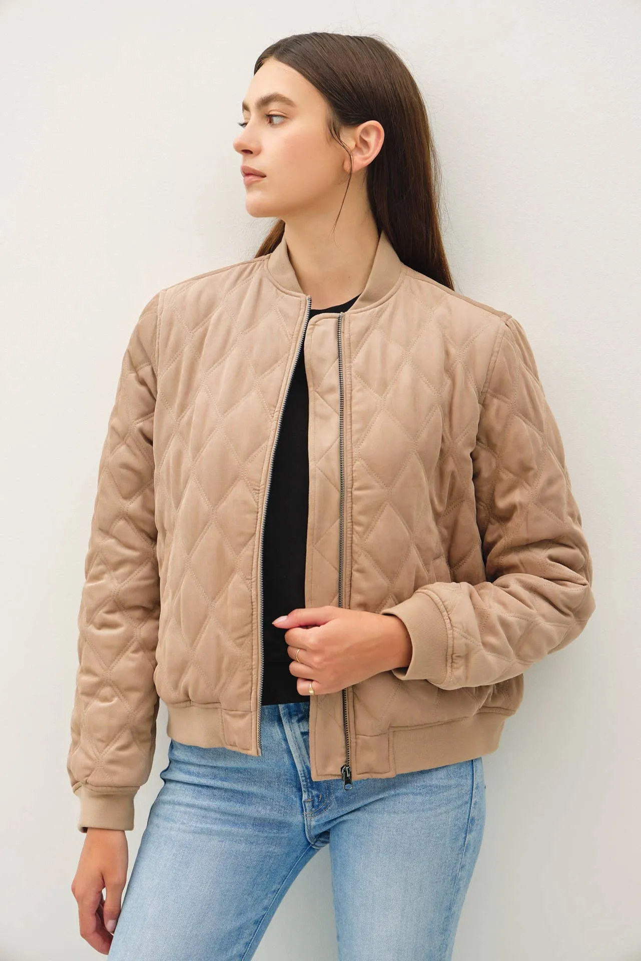 Diamond Quilted Bomber