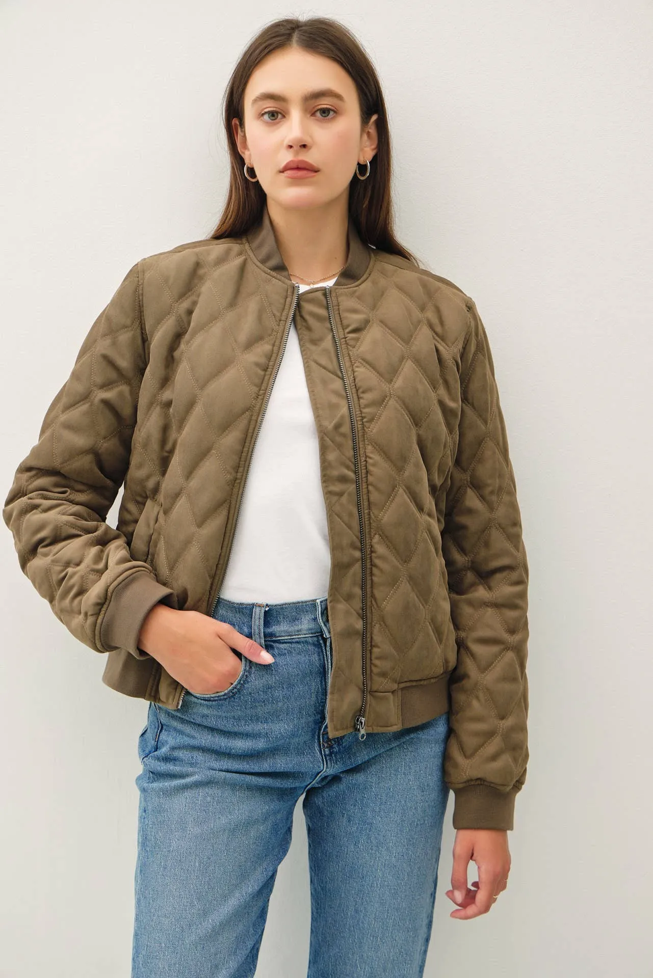 Diamond Quilted Bomber