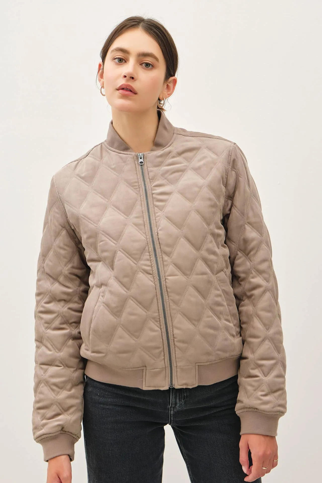 Diamond Quilted Bomber