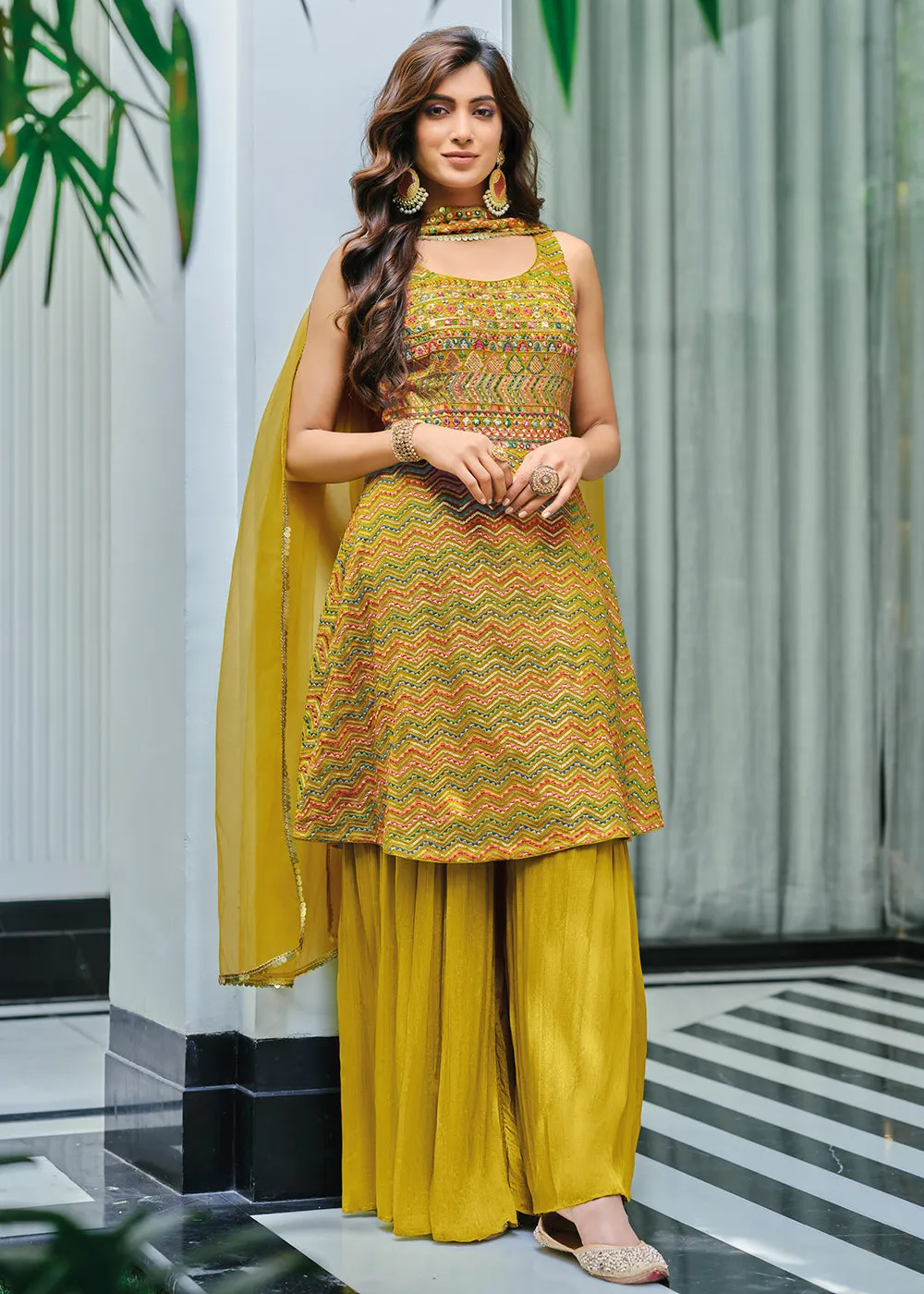 Divine Yellow Party Festive Palazzo Salwar Suit