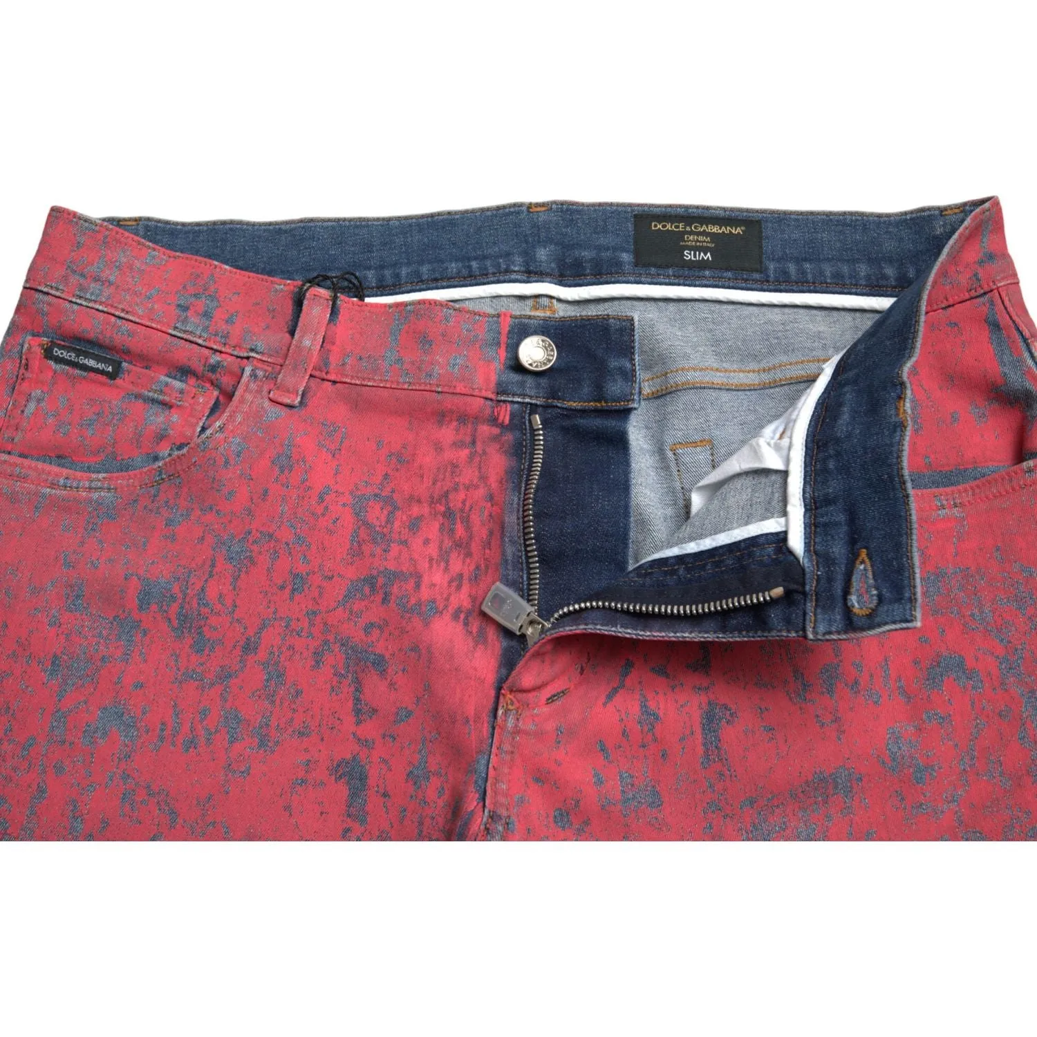 Dolce & Gabbana Red Tie Dye Skinny Denim Jeans