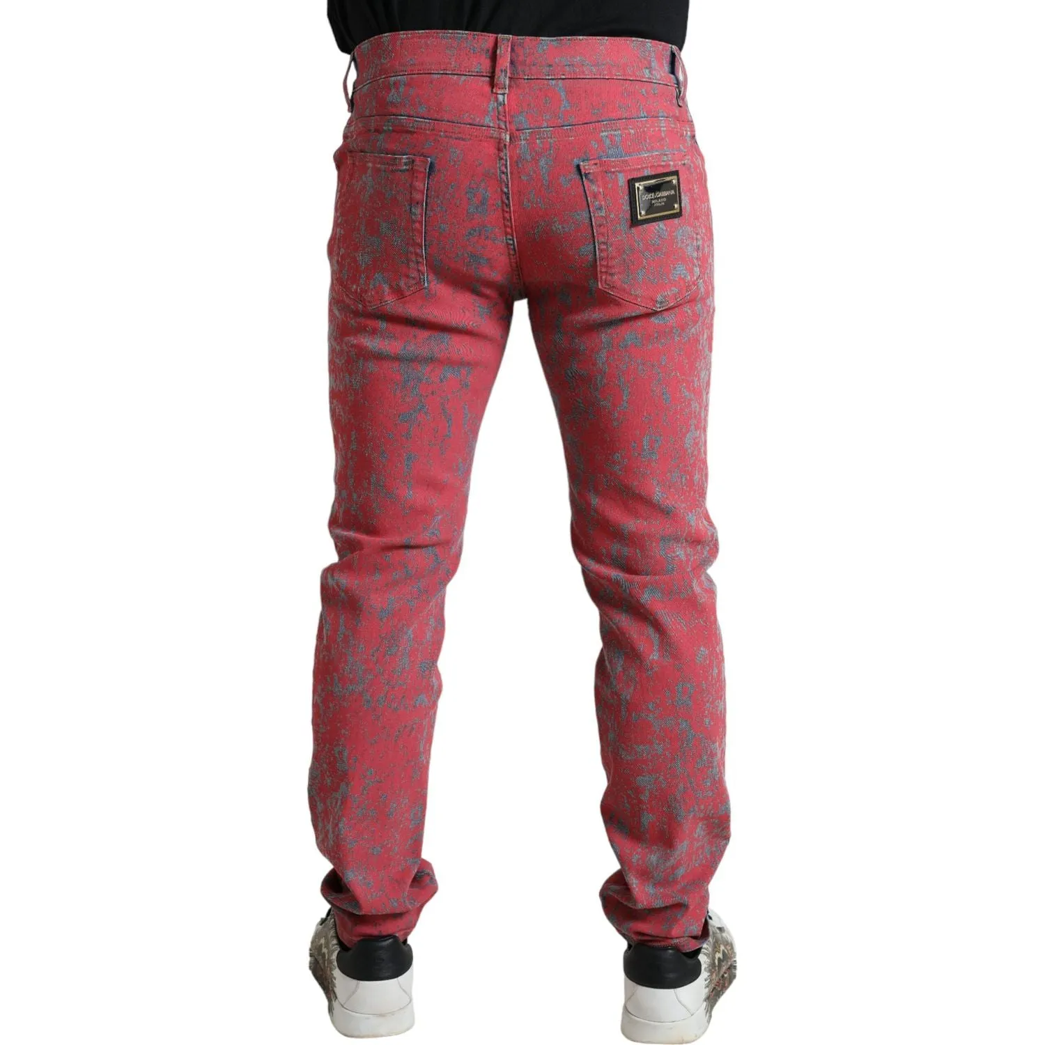 Dolce & Gabbana Red Tie Dye Skinny Denim Jeans