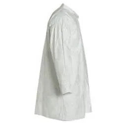 DuPont TY210S Dispoable Tyvek Lab Coat with Frock Collar, Open Wrists and Front Snap Closure (Case of 30)