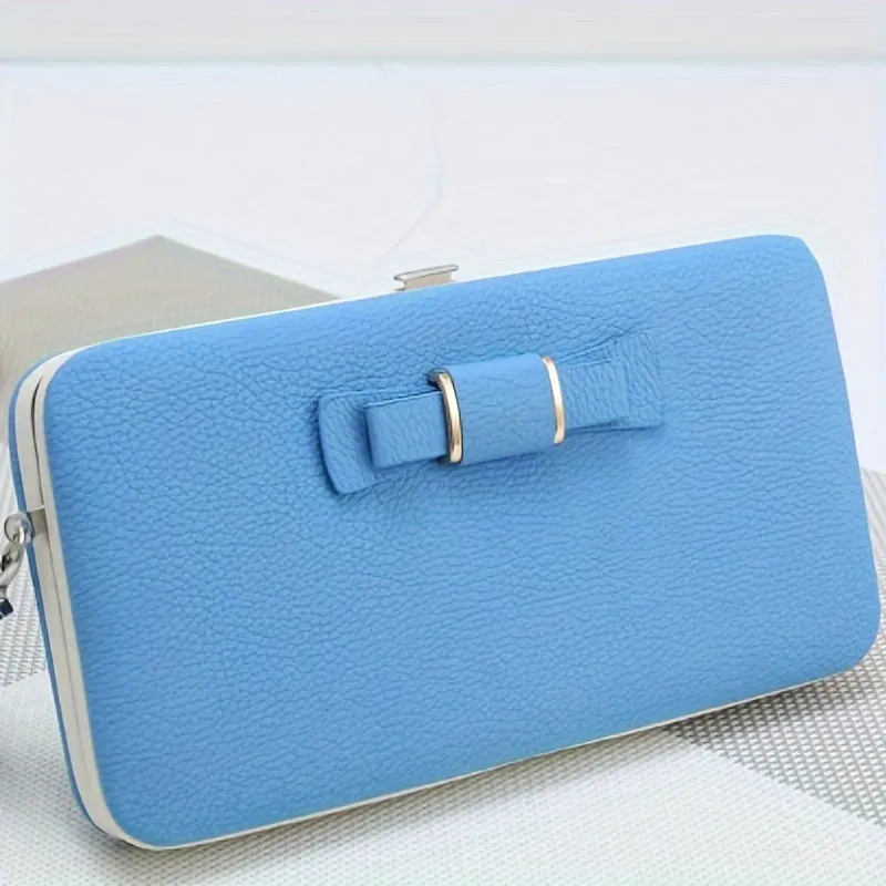 Elegant Bow Decor Phone Wallet, Fashion Phone Case With Card Slots & Zipper Pocket