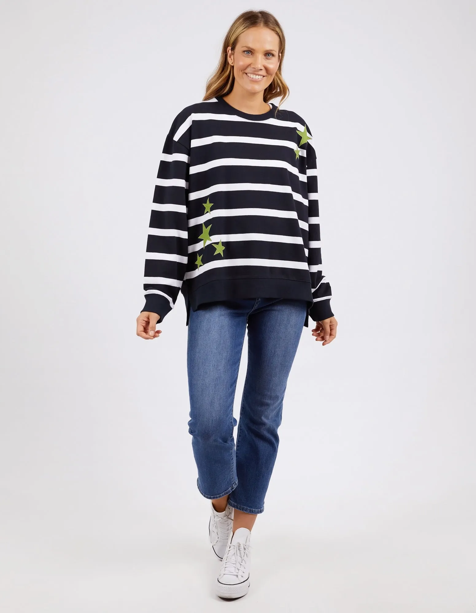 Elm Starry Vee Fleece Navy Stripe