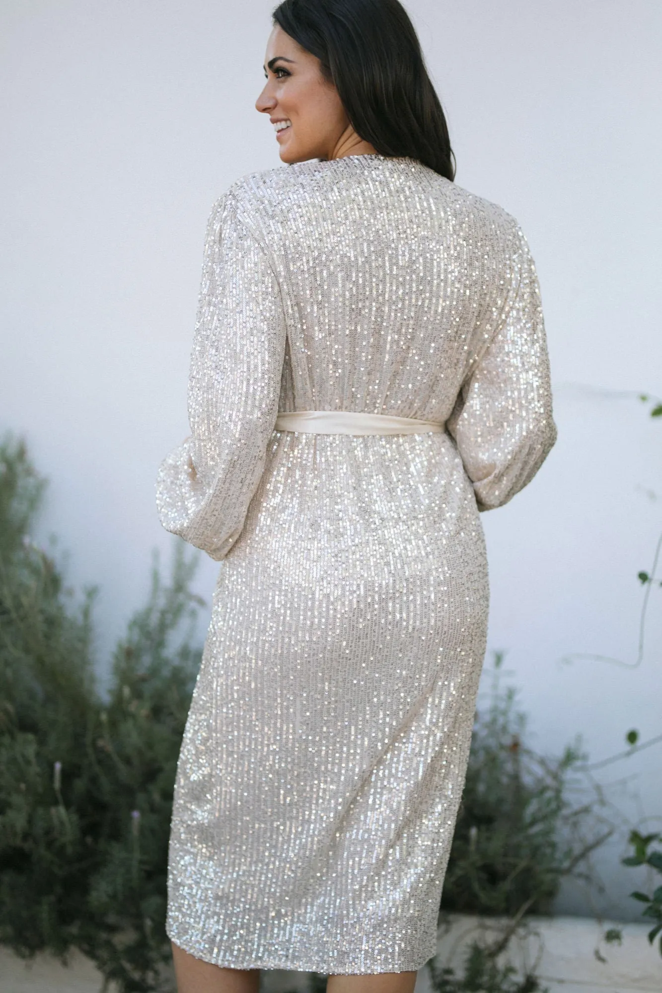 Elodie Sequin Wrap Dress