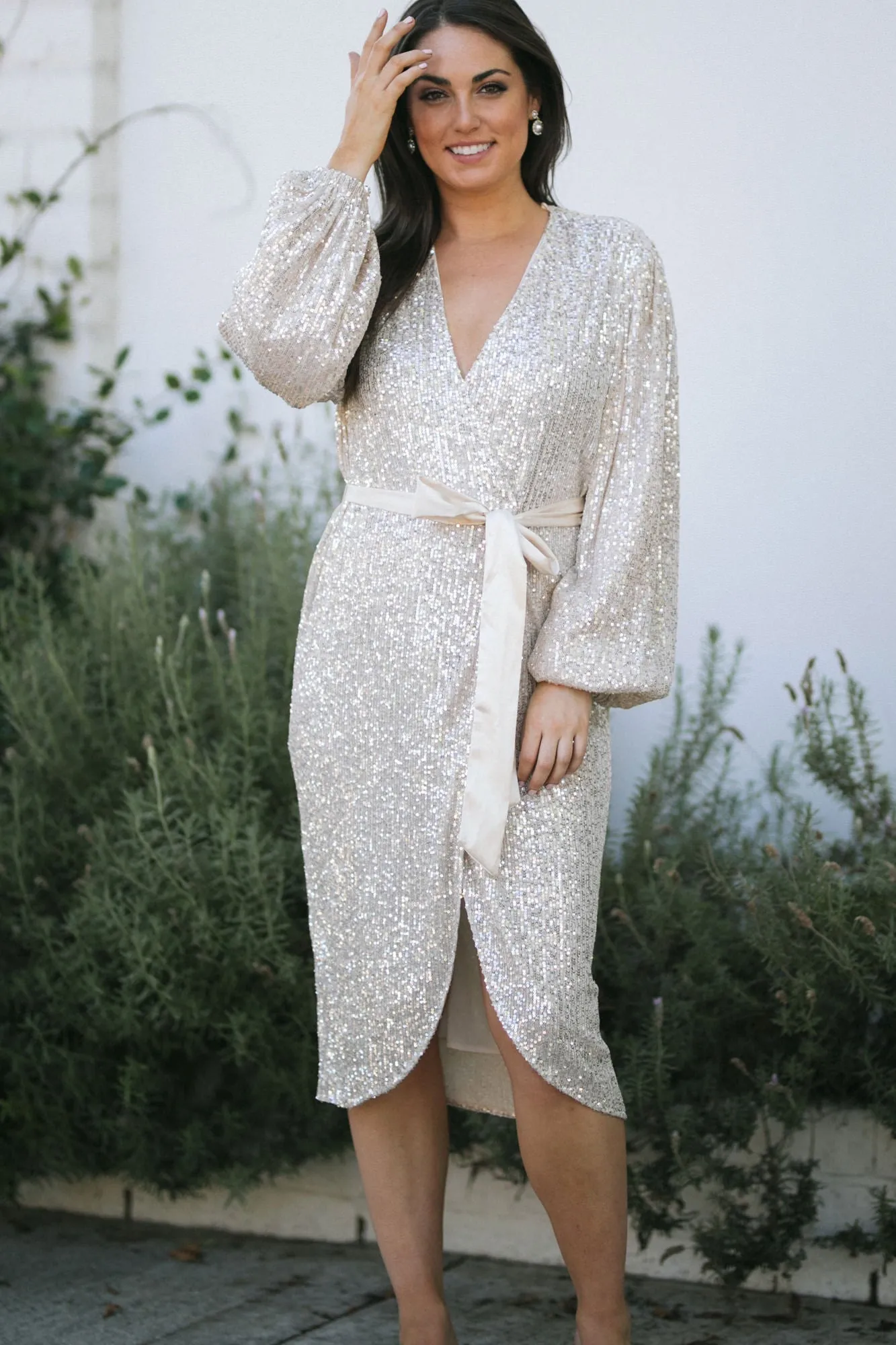 Elodie Sequin Wrap Dress