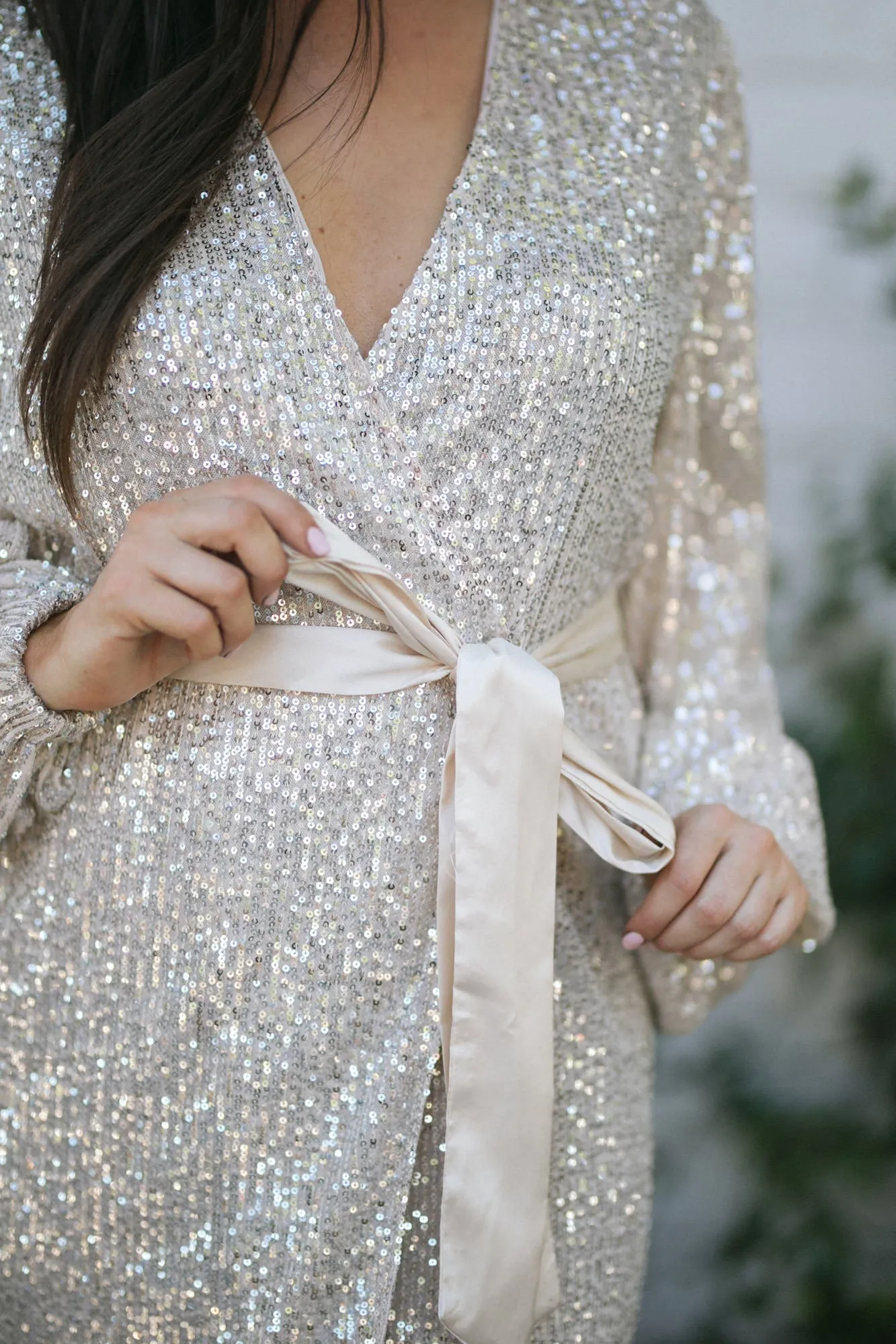 Elodie Sequin Wrap Dress