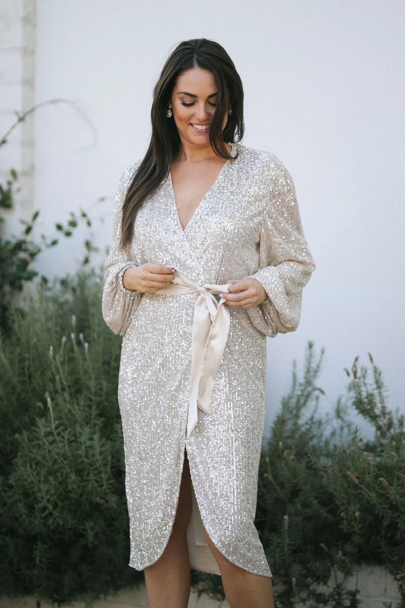 Elodie Sequin Wrap Dress