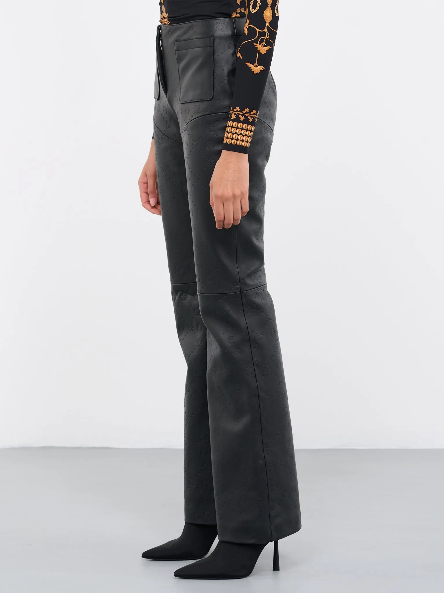 Embossed Leather Trousers (P142WU-LEALE0001-BLACK)