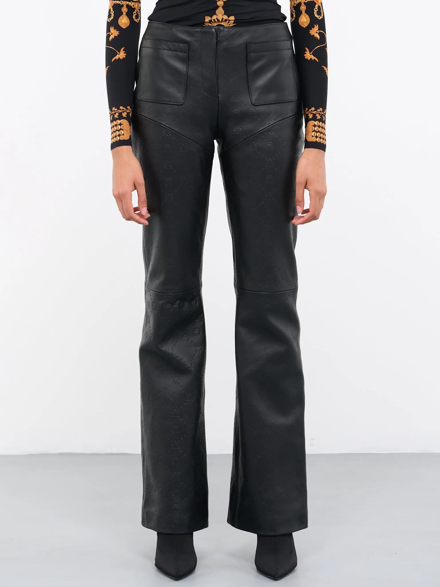 Embossed Leather Trousers (P142WU-LEALE0001-BLACK)