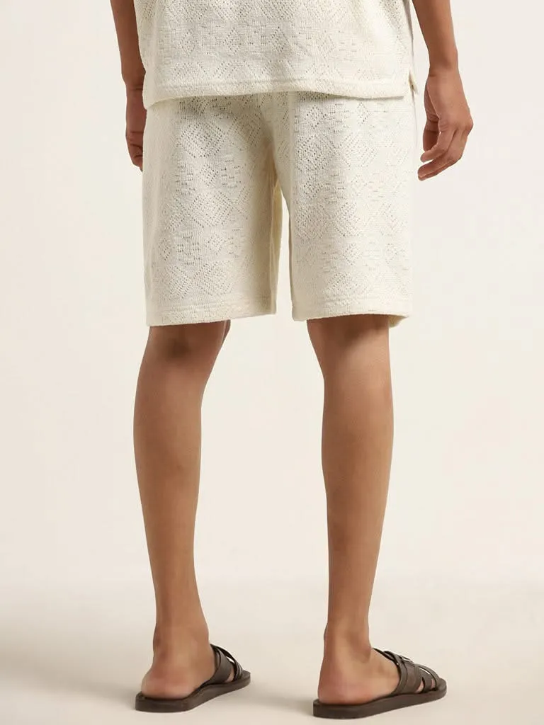 ETA Off-White Knit-Textured Relaxed-Fit Mid-Rise Shorts