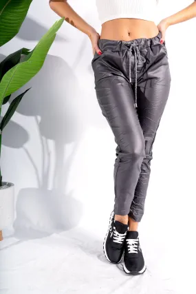 European PU Jogger Pants