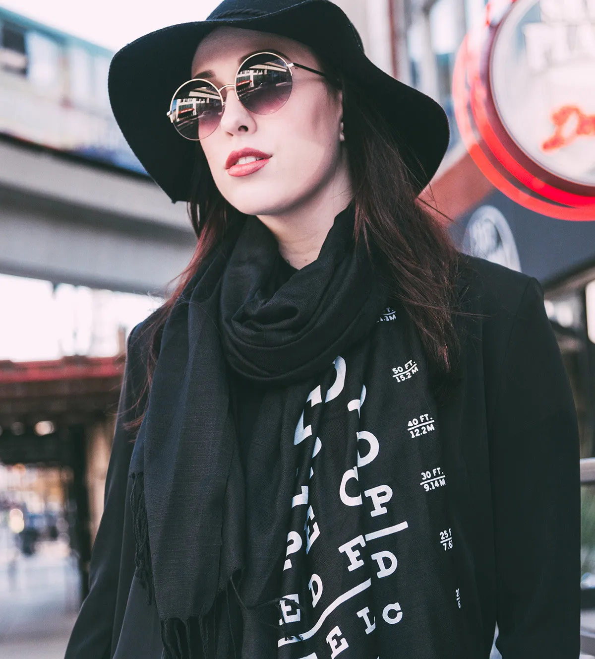 Eye Chart Scarf. Linen-weave pashmina