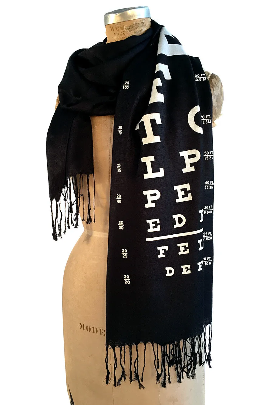 Eye Chart Scarf. Linen-weave pashmina