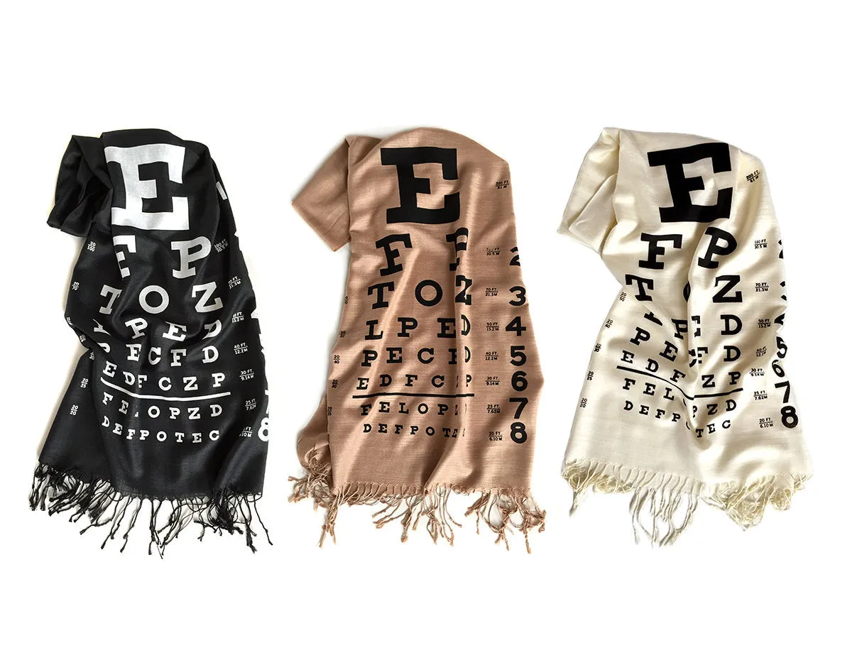 Eye Chart Scarf. Linen-weave pashmina