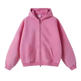 Faded Pink Double Zip Up Hoodie