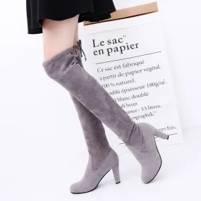 Fall  New Long Boots HOTan and NEWn over the Knee Boots Matte Leather Chunky Heel High Heel Boots Foreign Trade plus Size Boots