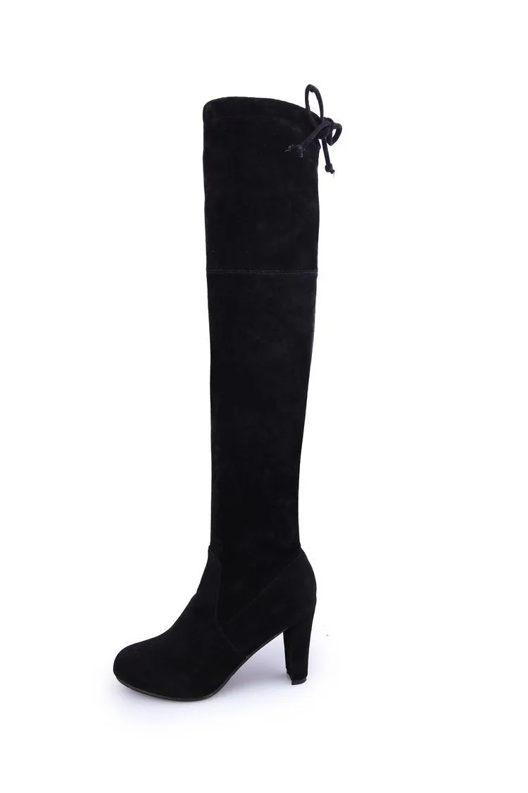 Fall  New Long Boots HOTan and NEWn over the Knee Boots Matte Leather Chunky Heel High Heel Boots Foreign Trade plus Size Boots