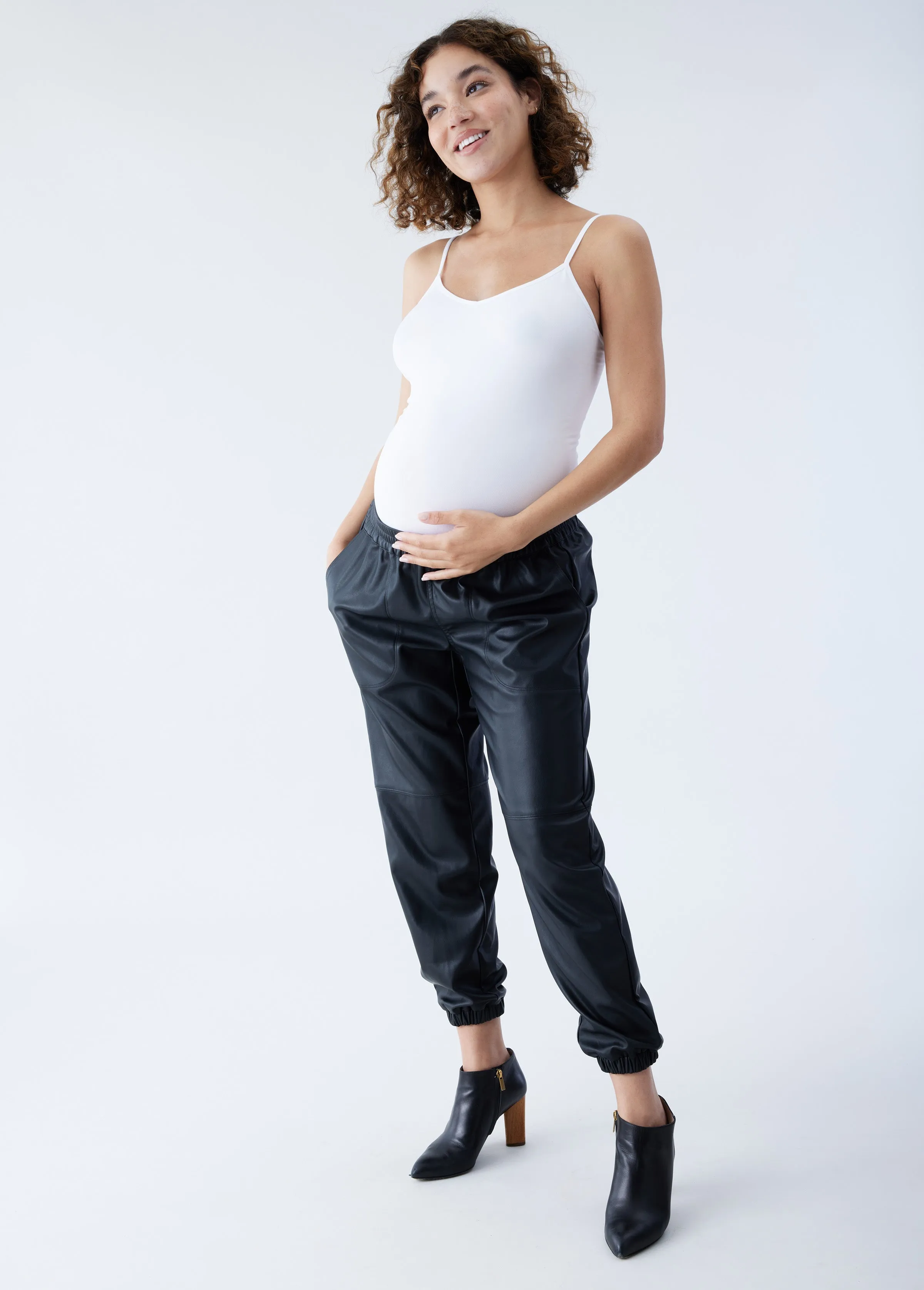 Faux Leather Maternity Jogger