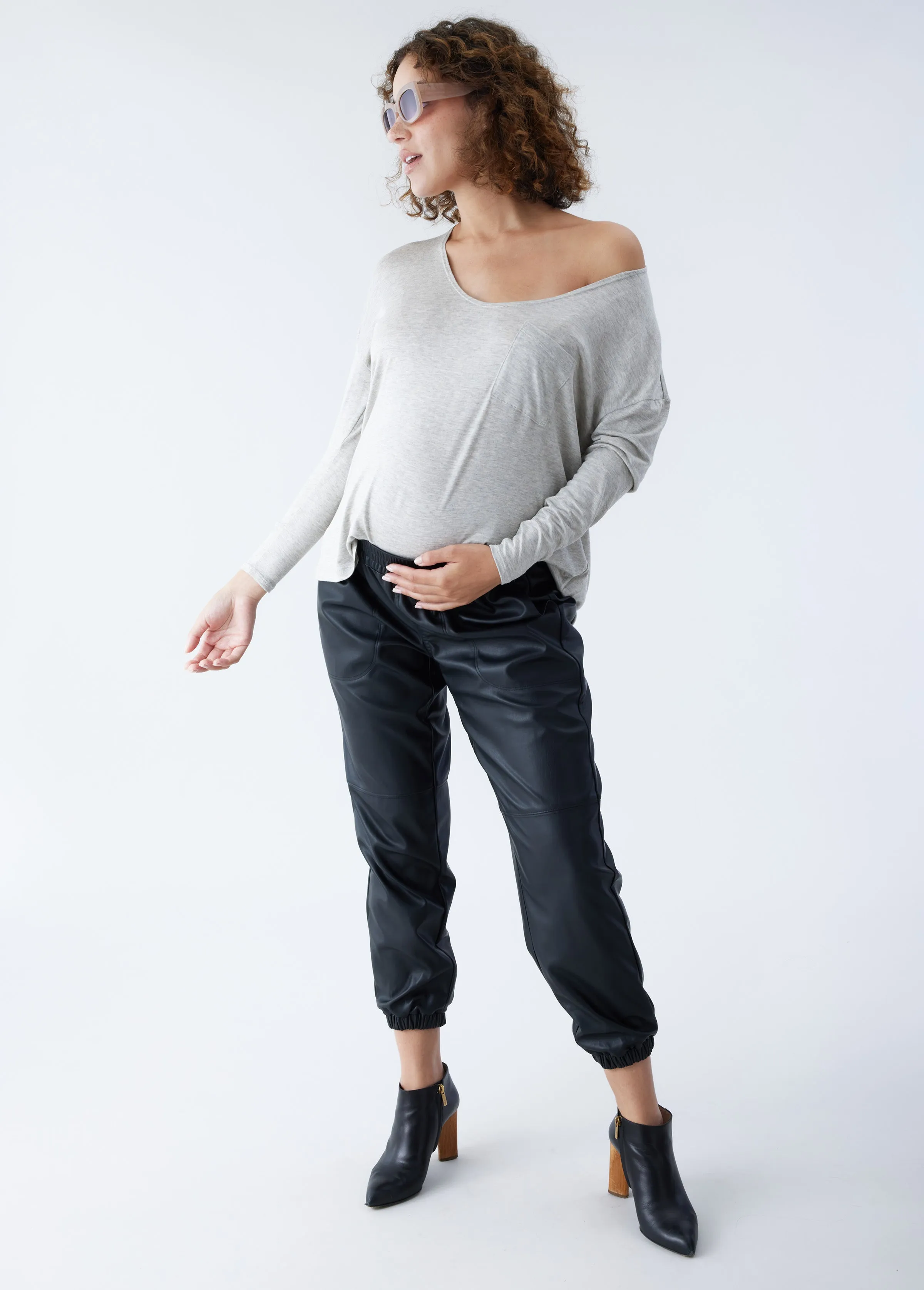 Faux Leather Maternity Jogger